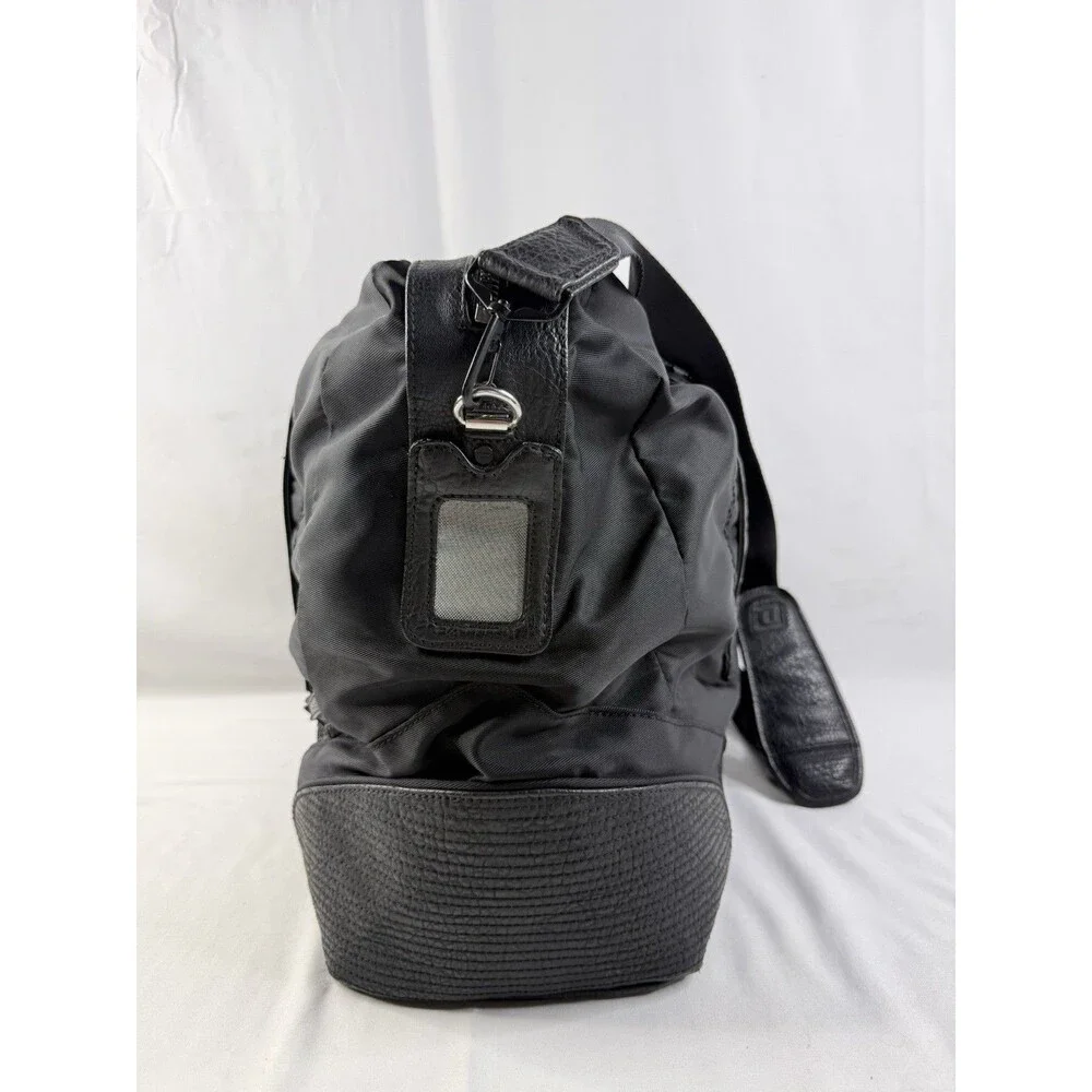 Retro Y2K DIESEL Tote Bag Large Capacity Boston Nylon Leather Black Vintage